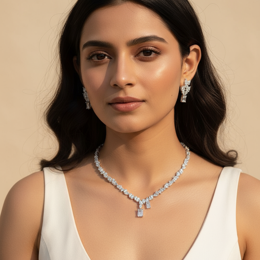 Sterling Prism Elegance Necklace & Earrings Set