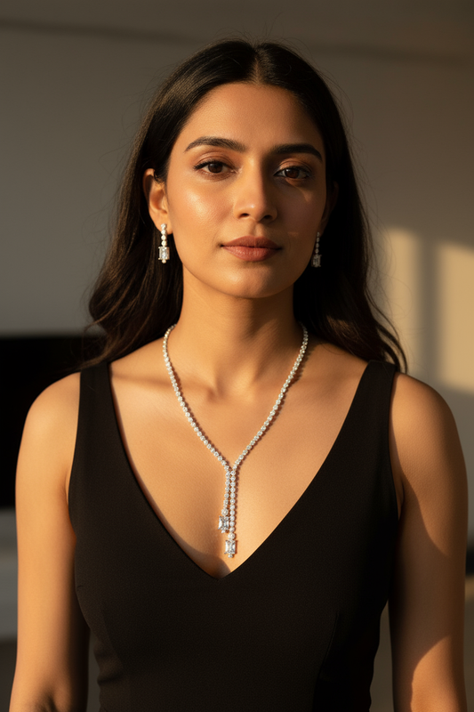 Sterling Lumina Radiance Necklace & Earrings Set