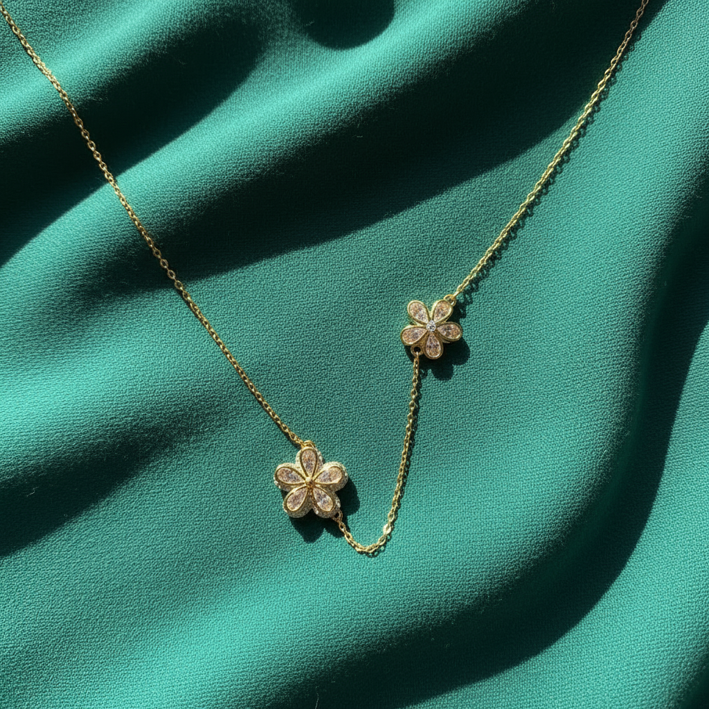 Golden Twin Clover Necklace