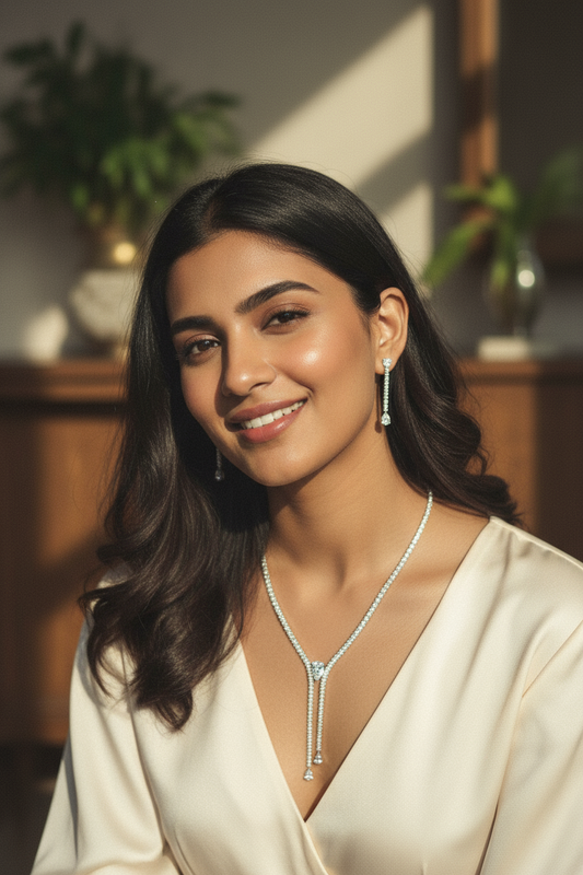 Sterling Dewdrop Y Necklace & Earring Set