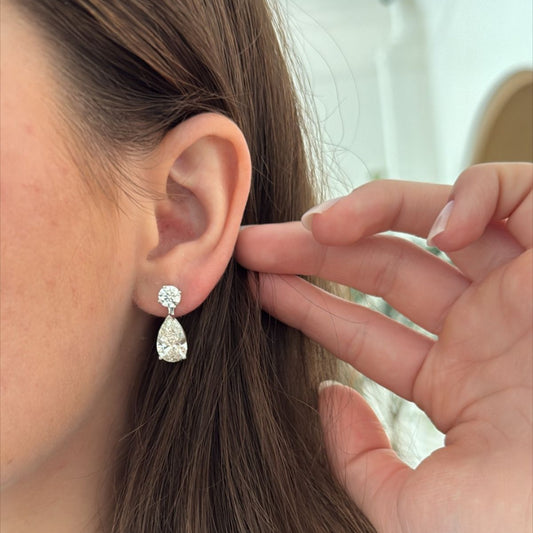 Pear Drop Silver Danglers