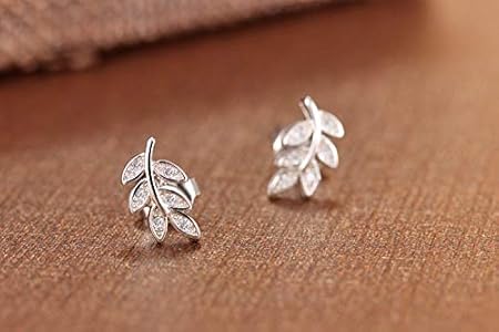 Elegant Leaf Silver Stud Earrings