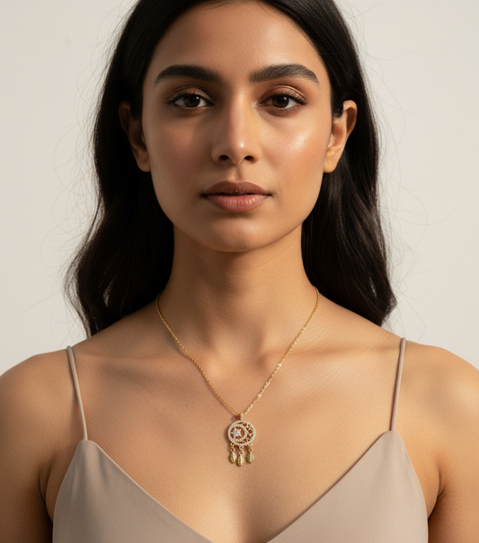 Golden Dreamcatcher Star Pendant