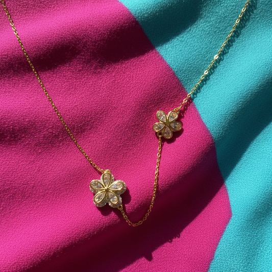 Golden Twin Clover Necklace