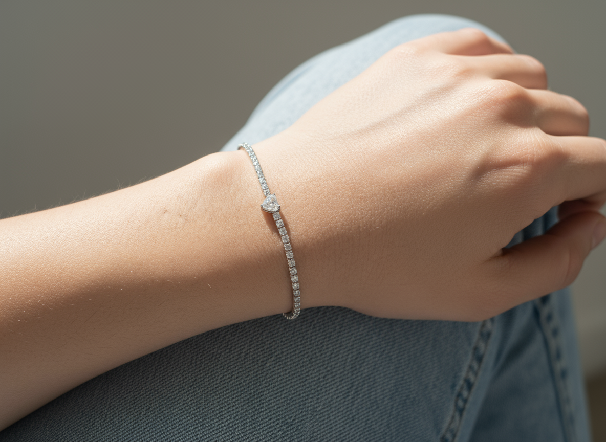 Heart Center Tennis Bracelet