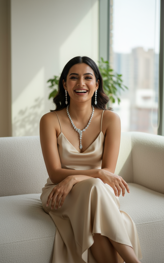 Silver Cascade Teardrop Jewelry Set