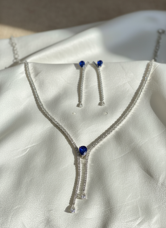 Sapphire Cascade Necklace & Earrings Set