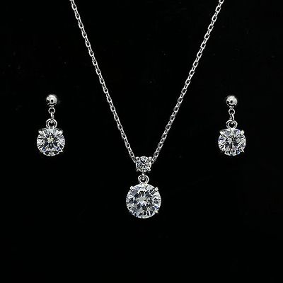 Round Solitaire Pendant & Earrings Set
