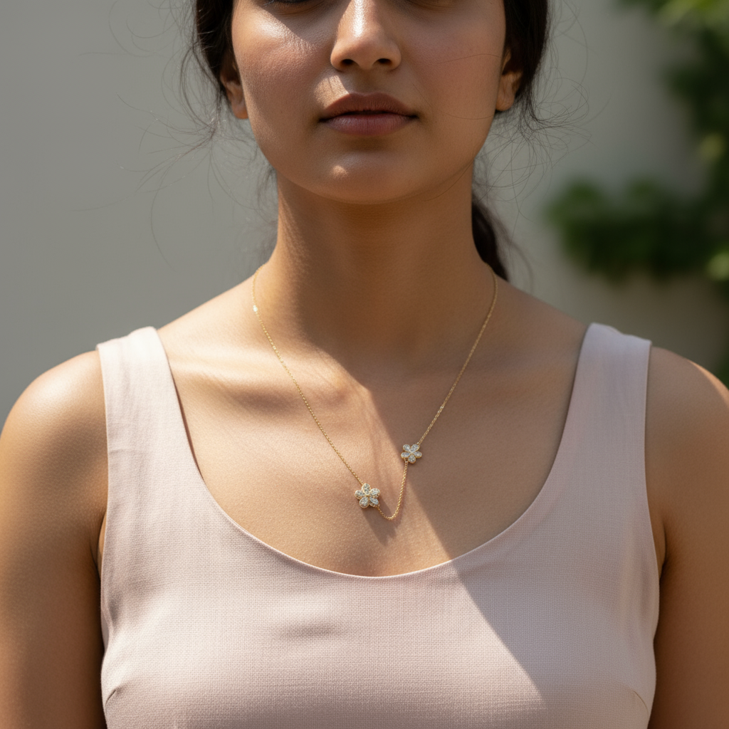 Golden Twin Clover Necklace