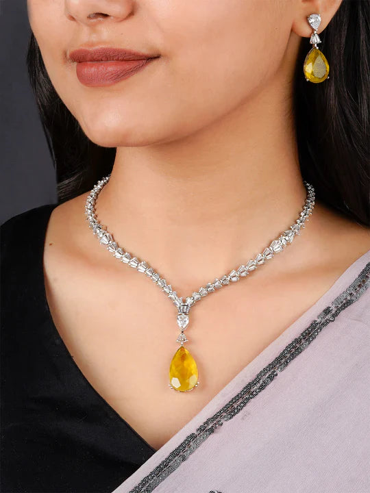Golden Dewdrop Zircon & Yellow Pear Set