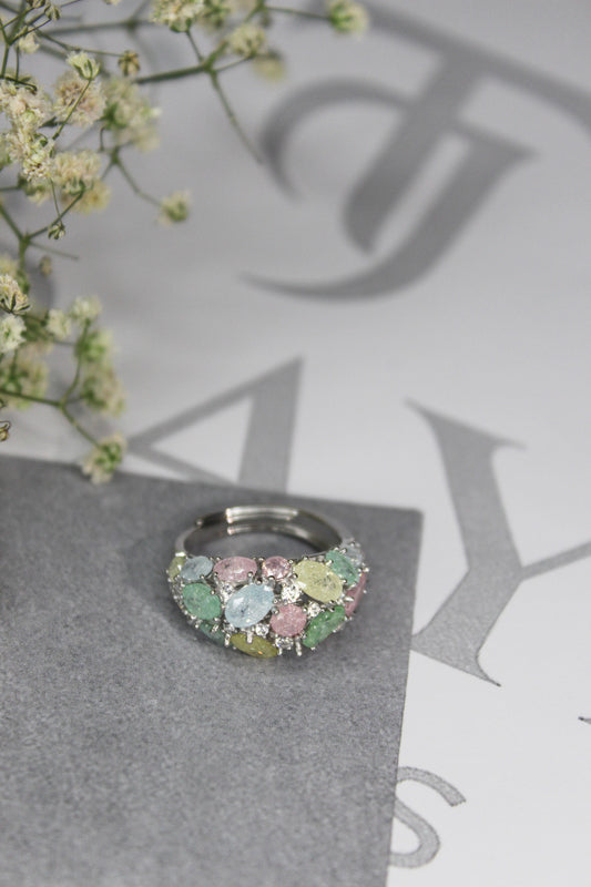 Pastel Gemstone Cluster Ring