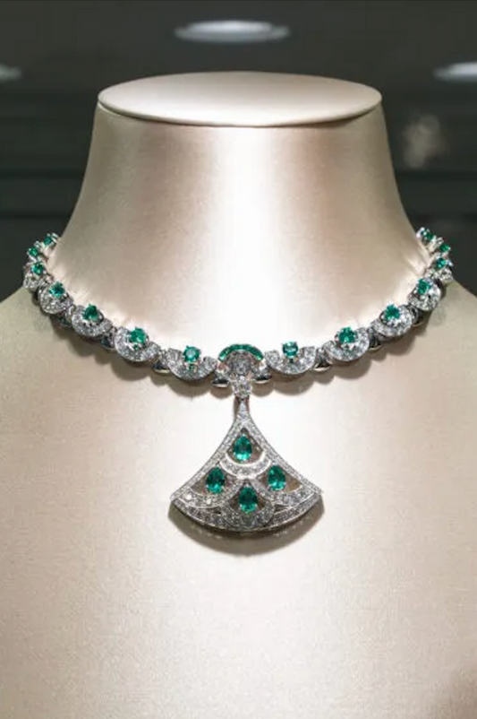 Sterling Silver Emerald Pendant Choker