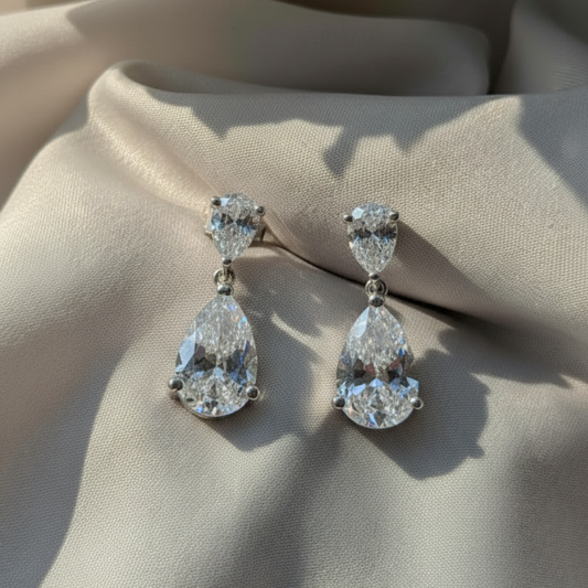 Pear Drop Cascade Silver Dangler