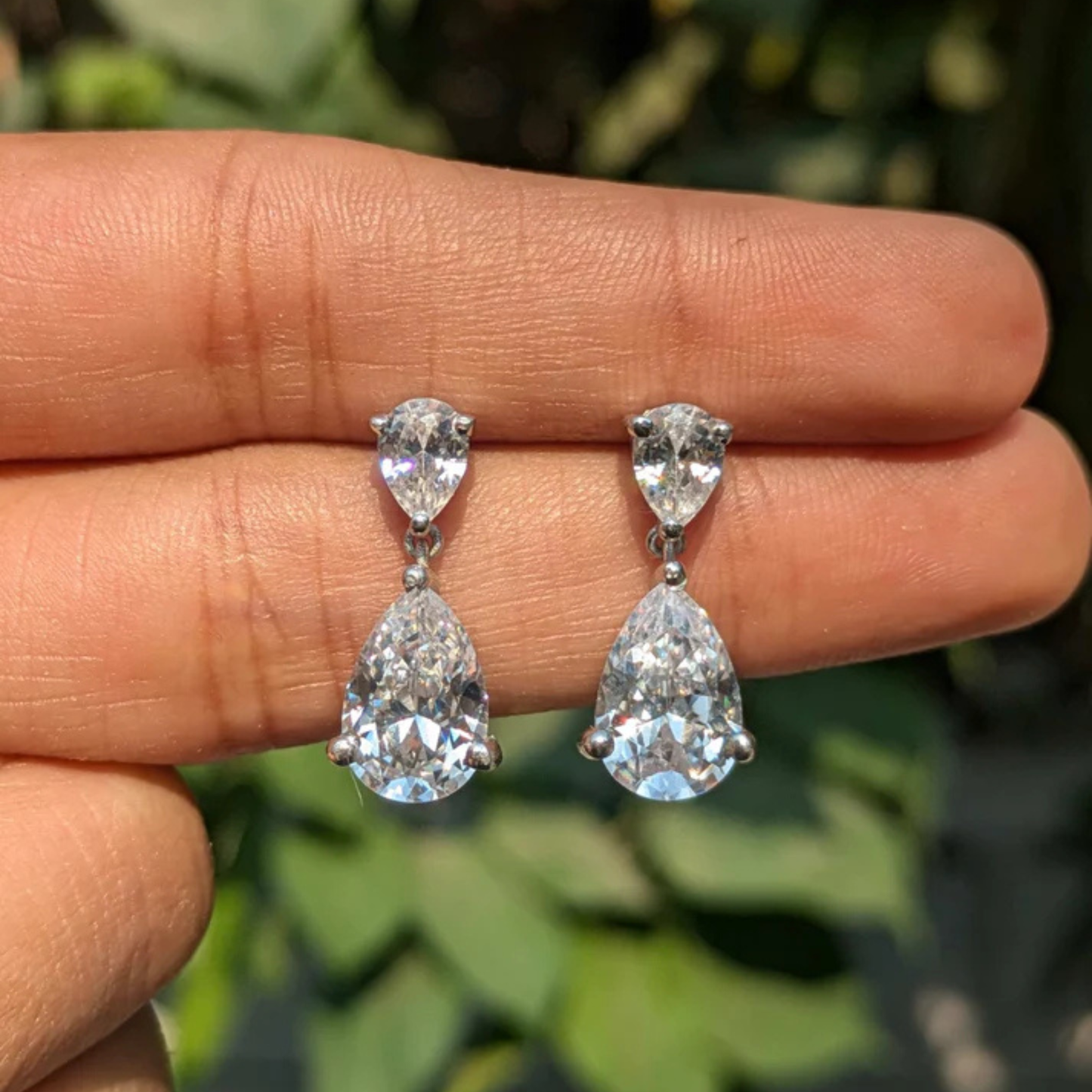 Pear Drop Cascade Silver Dangler