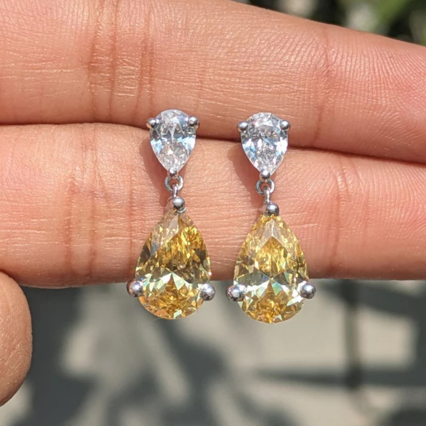 Celeste Pear Drop Silver Dangler