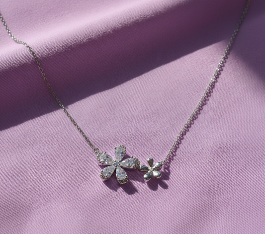 Twin Blossom Sterling Necklace