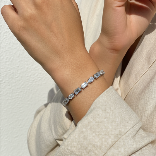 Baguette & Cushion-Cut Stone Bracelet