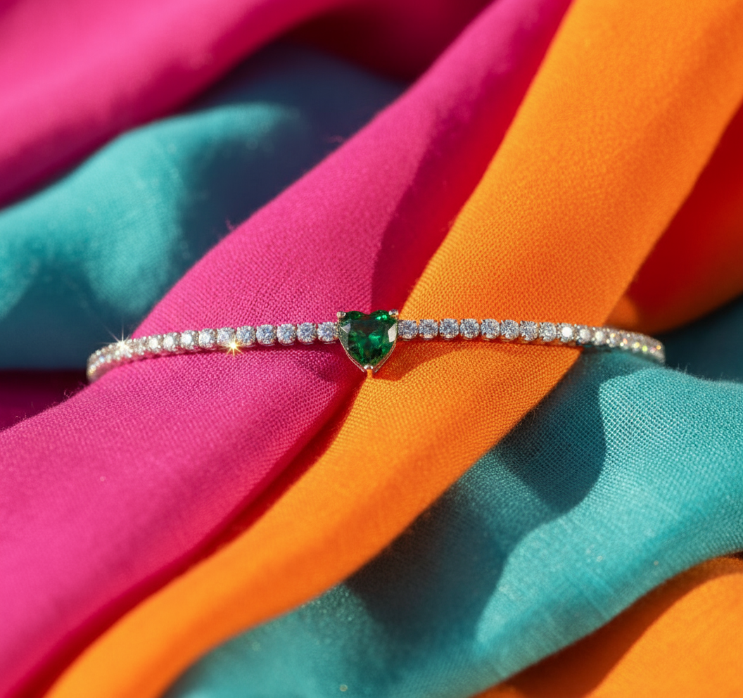 Heart Center Tennis Bracelet