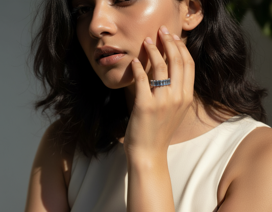 Blue Baguette Eternity Band