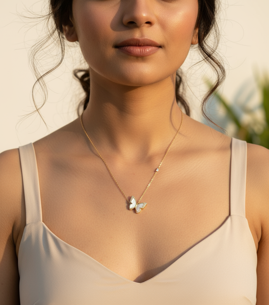 Mother of Pearl Butterfly Neckalce