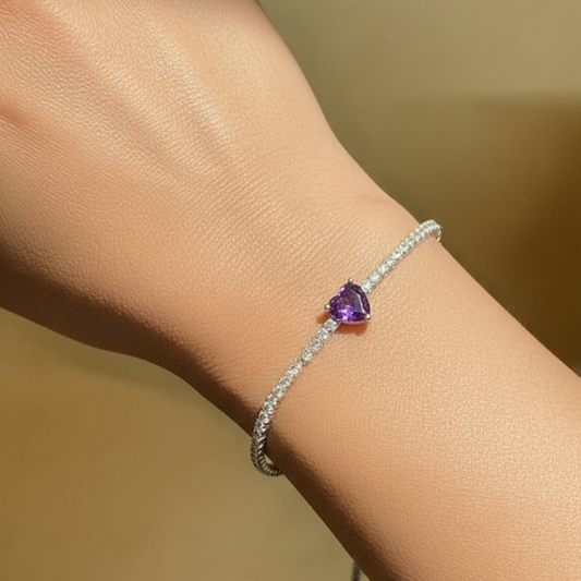 Heart Center Tennis Bracelet