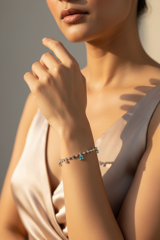 Blue Princess Charm Tennis Bracelet