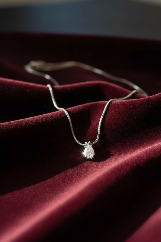 Solitaire Moissanite Neckpiece - Pt850 Platinum Plated