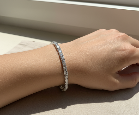 Silver Elastic Tennis Bracelet