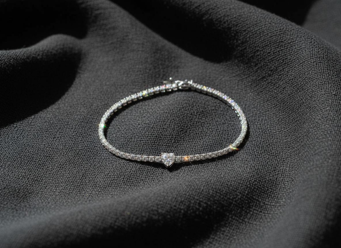 Heart Center Tennis Bracelet