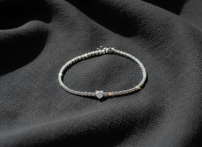 Heart Center Tennis Bracelet