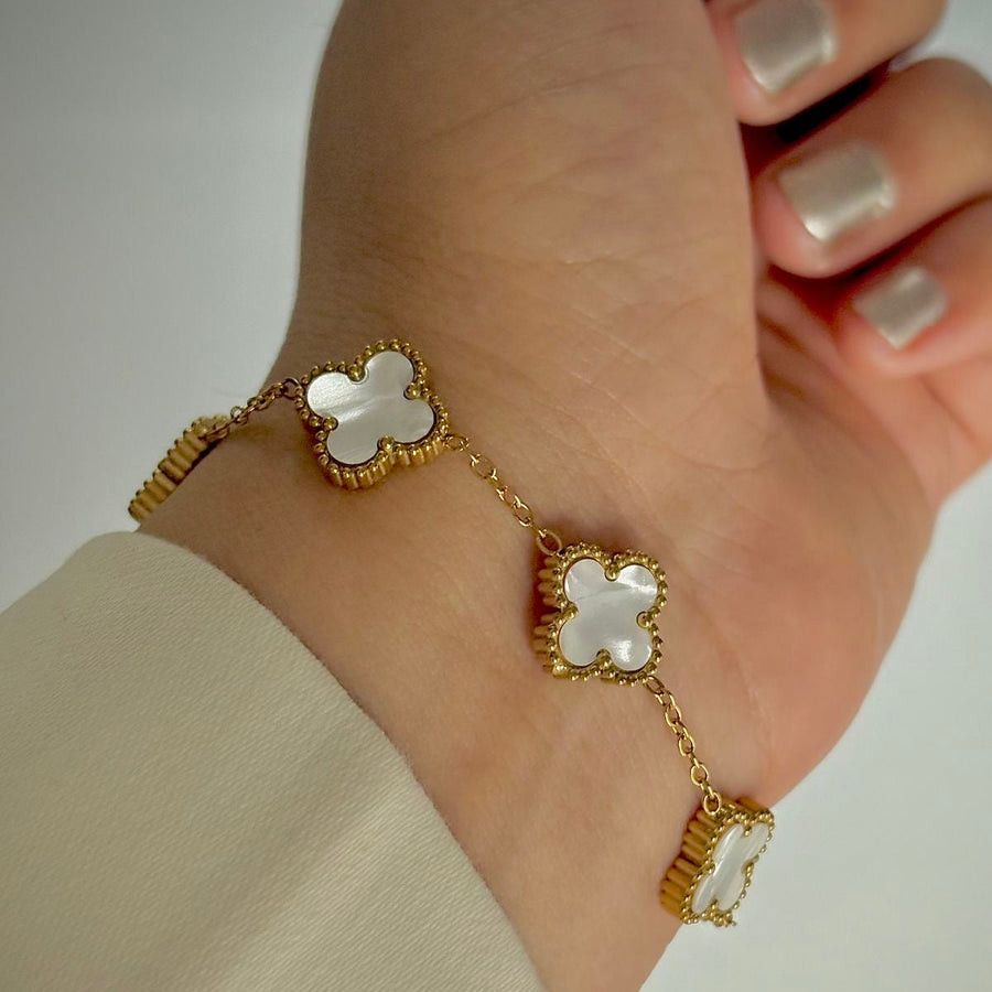 Opaline Clover Bracelet – White