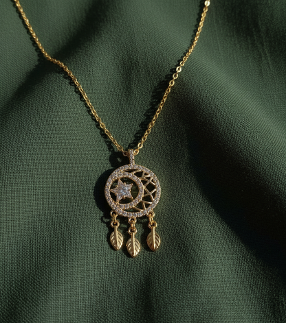 Golden Dreamcatcher Star Pendant