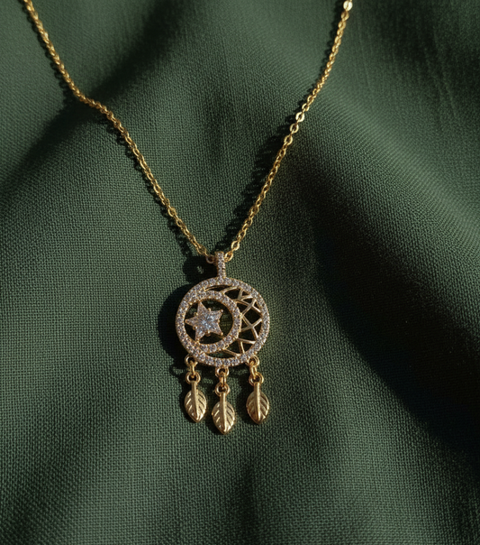 Golden Dreamcatcher Star Pendant