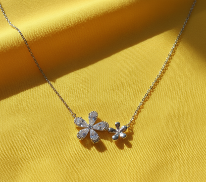 Twin Blossom Sterling Necklace