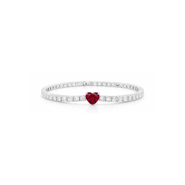 Heart Center Tennis Bracelet - Sterling Silver Jewellery by Traya Jewels.