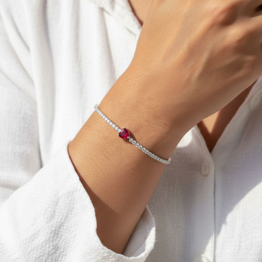 Heart Center Tennis Bracelet