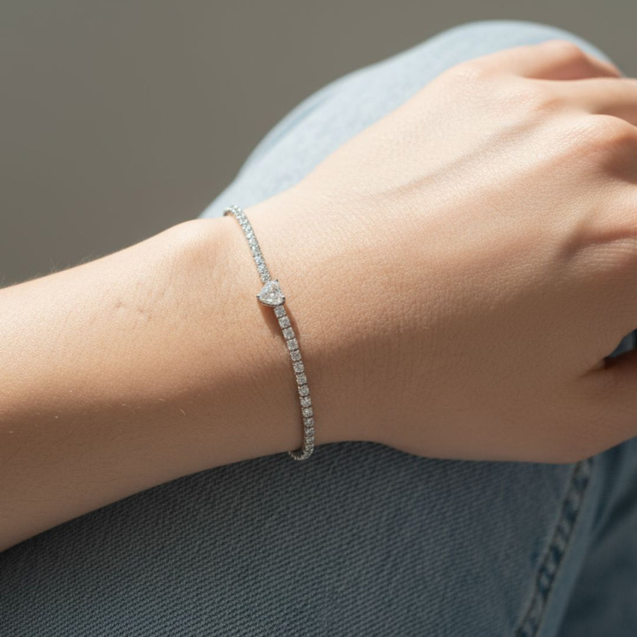 Heart Center Tennis Bracelet