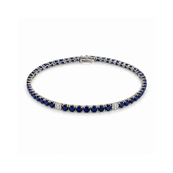 Blue Tennis bracelet with White Accents