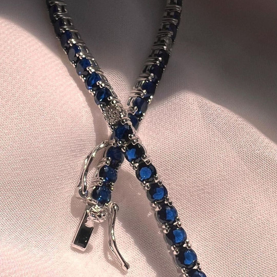 Blue Tennis bracelet with White Accents