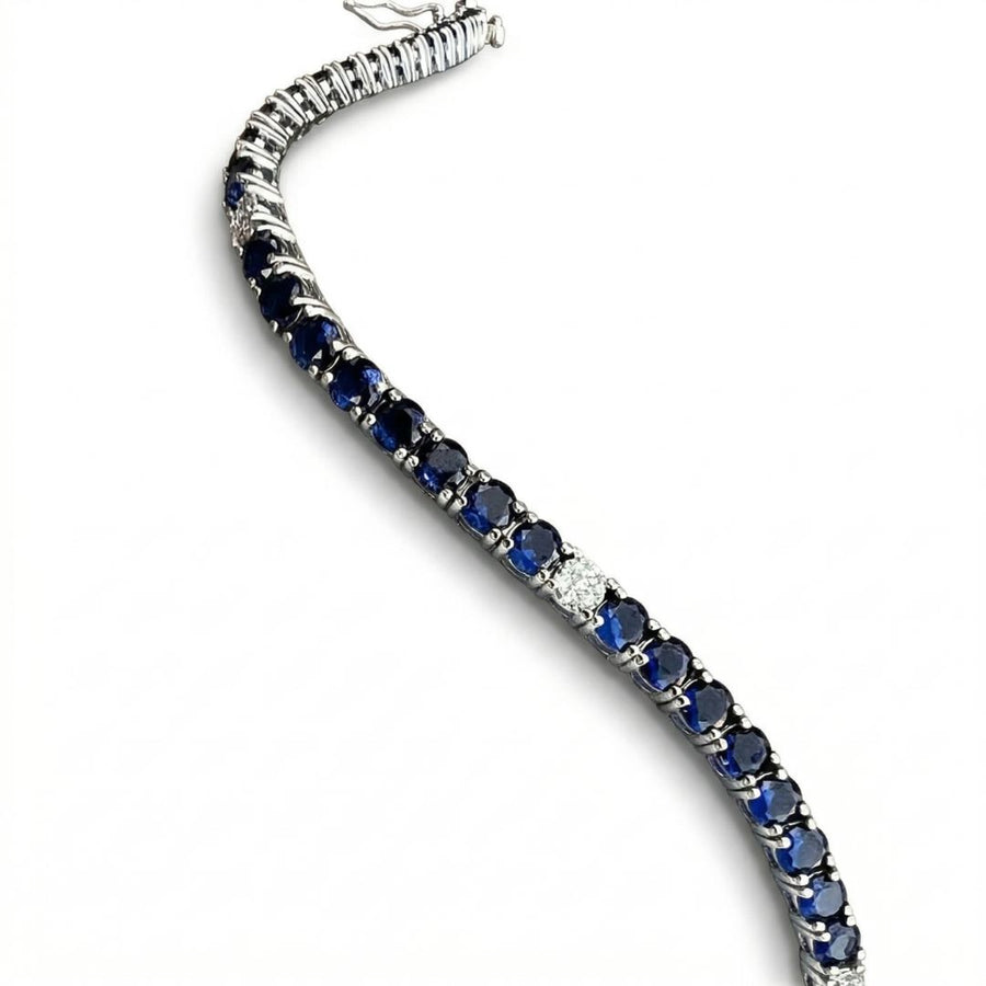 Blue Tennis bracelet with White Accents
