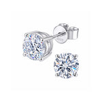 Classic Round Solitaire Studs in Sterling Silver
