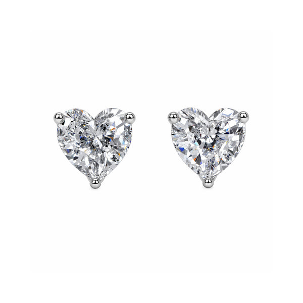 Eternal Heart Solitaire Studs - Sterling Silver Jewellery by Traya Jewels.