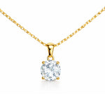 Classic Solitaire Round Necklace Gold Finish