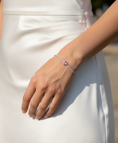 Heart Center Tennis Bracelet