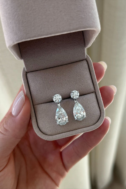 Pear Drop Silver Danglers