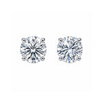 Classic Round Solitaire Studs in Sterling Silver