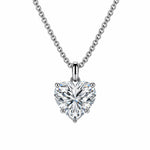 Classic Heart Solitaire Necklace Silver Finish
