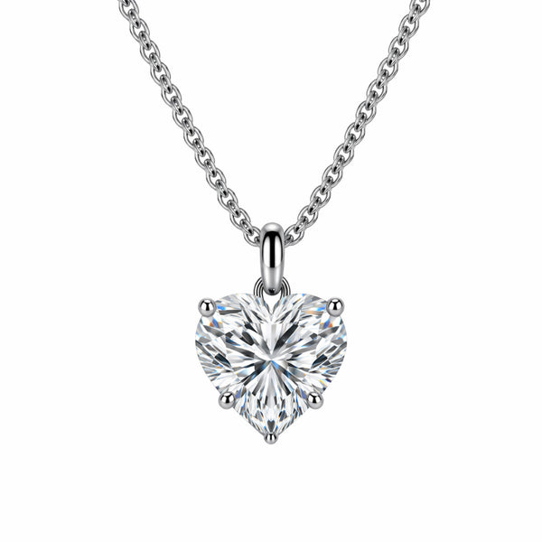 Classic Heart Solitaire Necklace Silver Finish