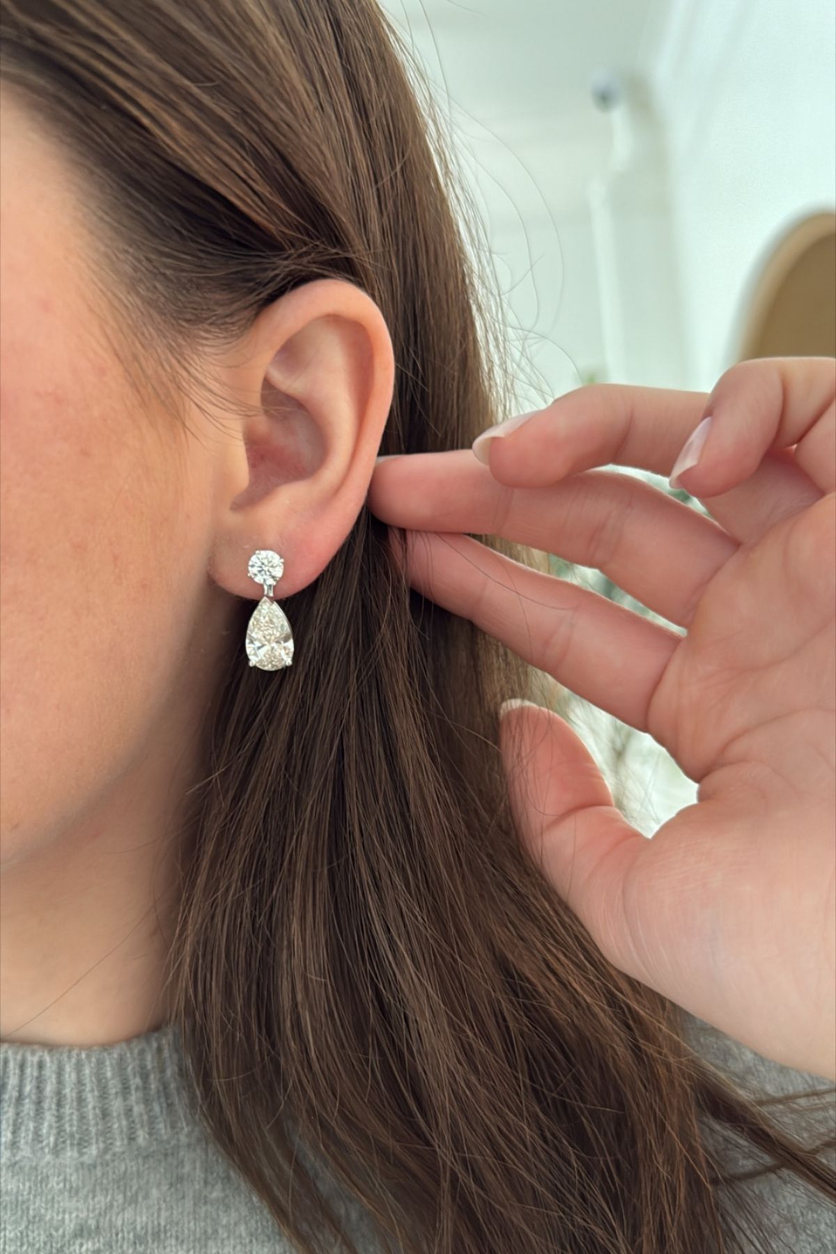 Pear Drop Silver Danglers