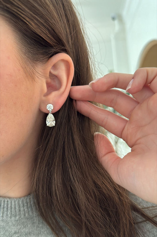 Pear Drop Silver Danglers